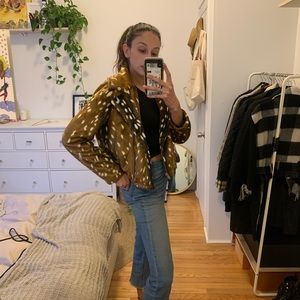 7 for all Mankind Faux Fawn Fur Biker Jacket